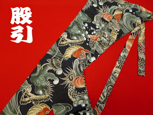 義若オリジナル激安セール柄股引き 大荒波に天空龍(渋緑)